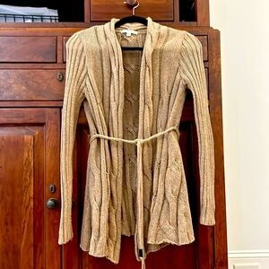Cabi acorn cable knit open front cardigan